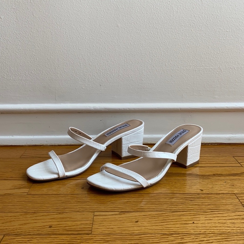 Steve Madden White Croc Sandals